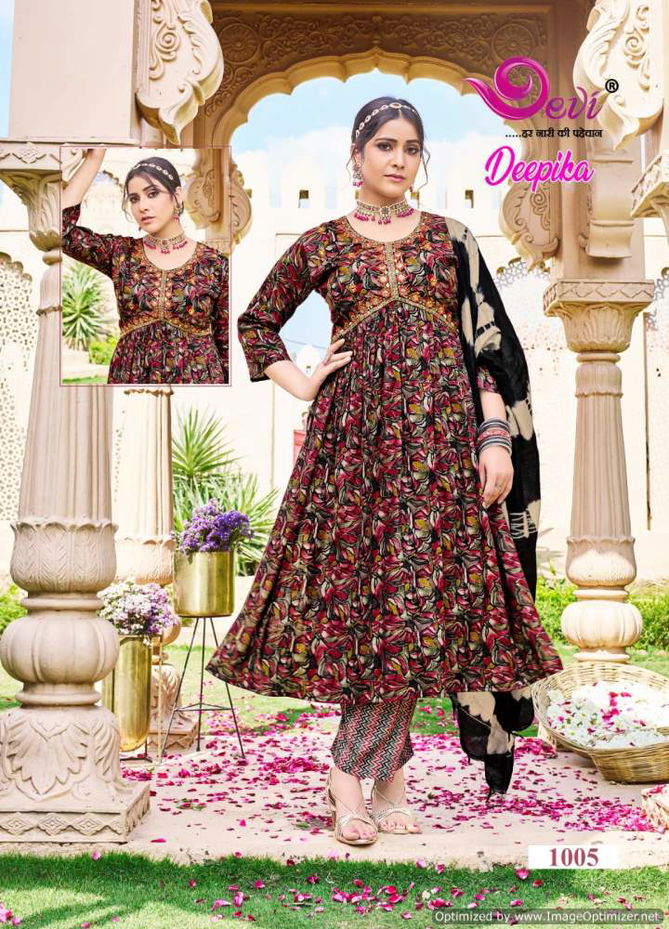 Deepika Vol 1 By Devi Alia Cut Rayon Cotton Kurti With Bottom Dupatta Wholesale Market
